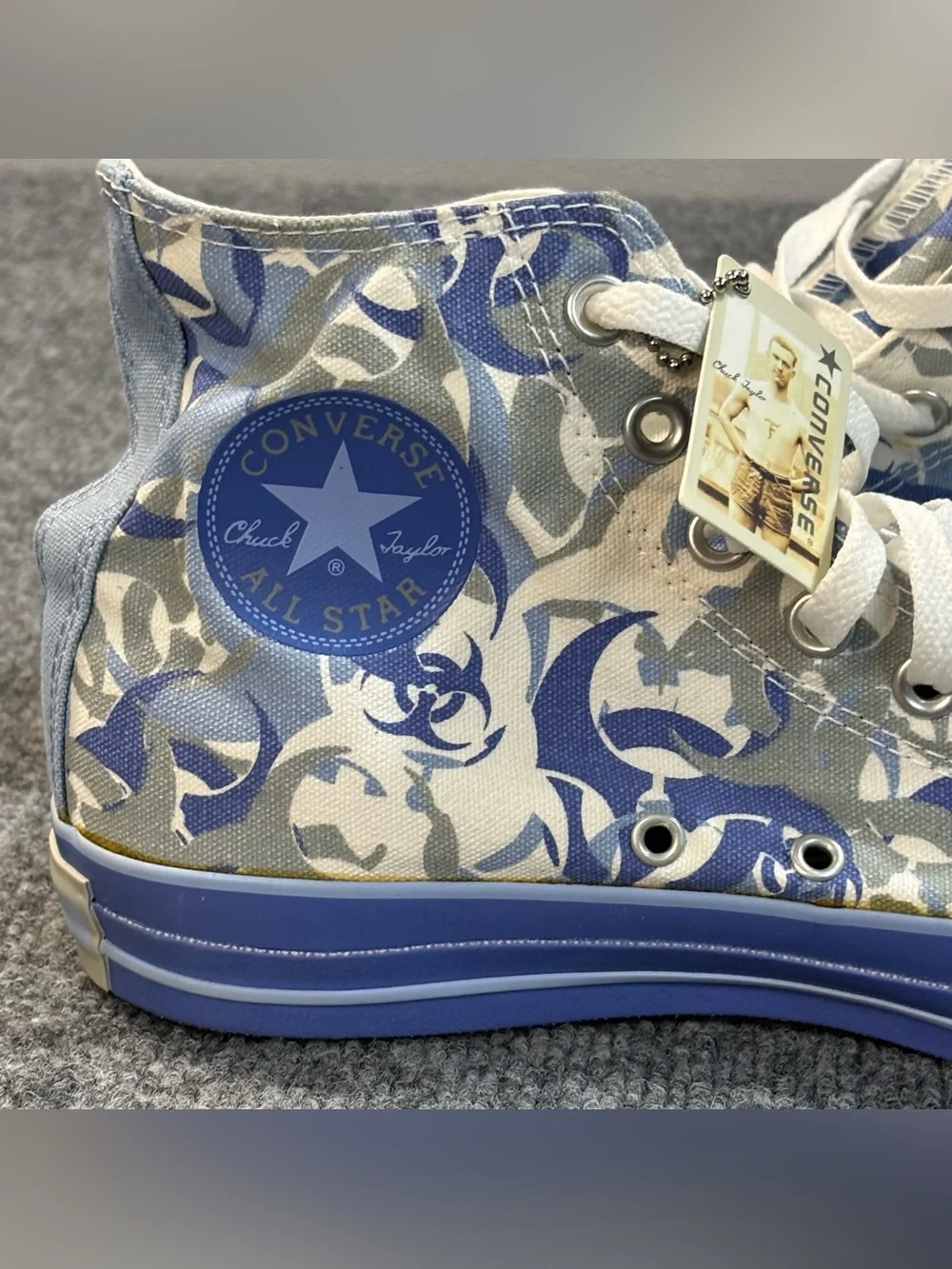 Converse All Star High Top Blue Camo Biohazard Aquatic VTG 1W317 Mens Sz 8 Tag - Picture 6 of 16